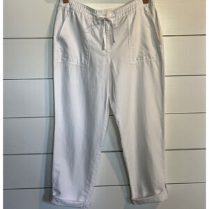 Talbots White Line Cropped Drawstring Pants size 6